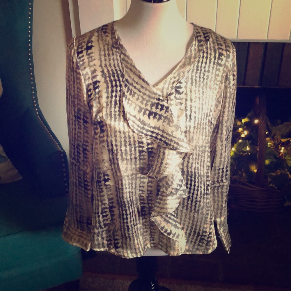 Coldwater Creek women’s Blouse Gray and Cream